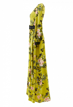 Хлопковое платье с цветочным принтом оливковое 15-01-20 SS