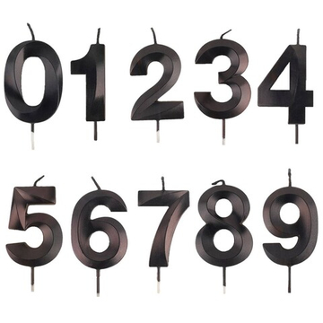 Свечи-цифры на торт в черном цвете 10,5 см с держателем