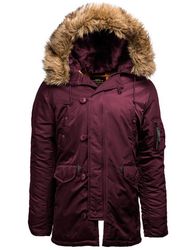 Куртка Аляска Slim Fit N-3B (бордовая - maroon/orange)