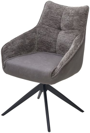 Стул FABIAN 360 град. поворот. MONA-464 Серый, PU/ STEAM-132 Серый, ткань / черный каркас
