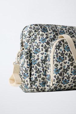 ZARA СУМКА ДЛЯ МАМ С ЦВЕТОЧНЫМ ПРИНТОМ, СИНИЙ