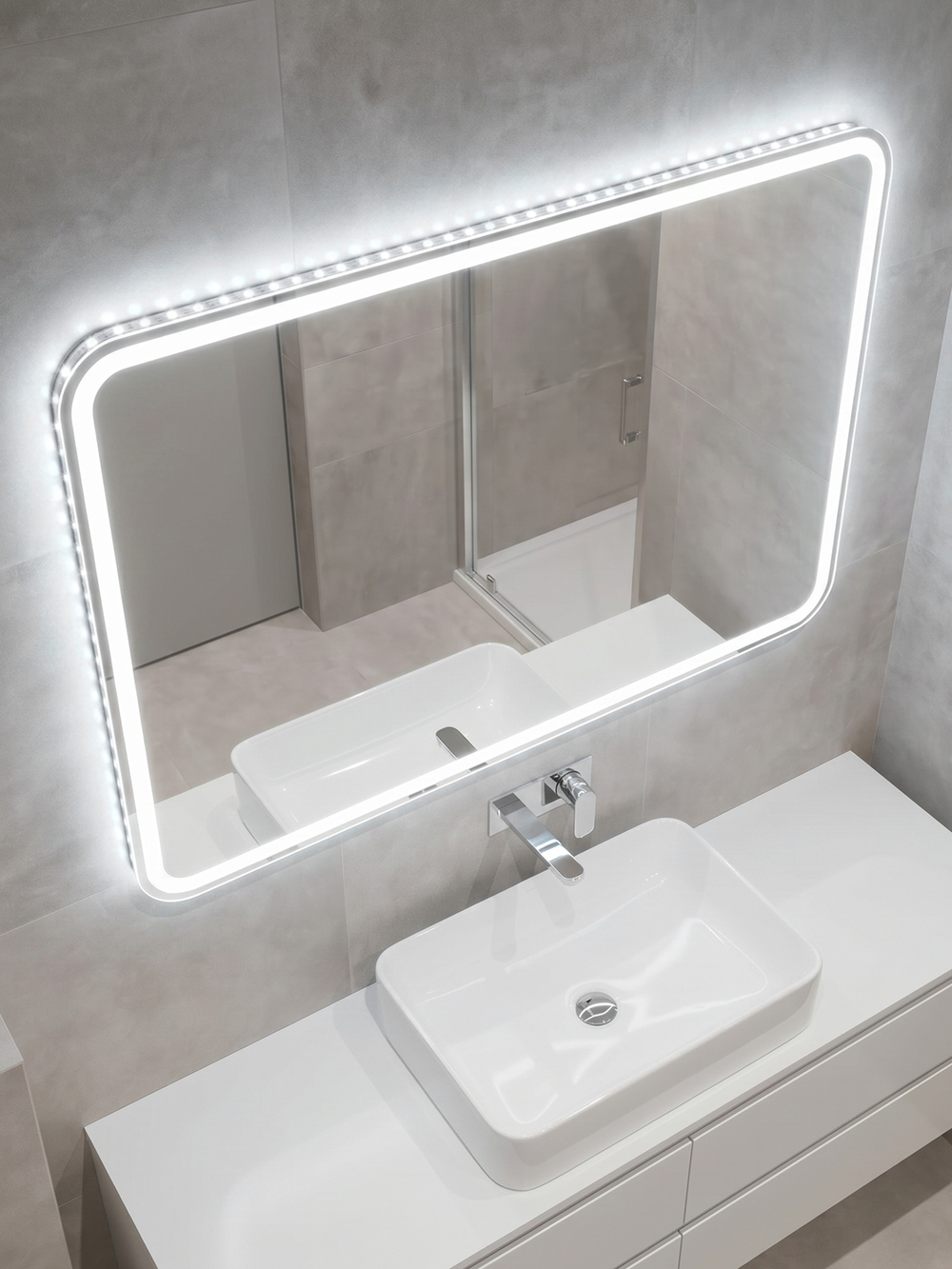Зеркало MIXLINE 'Стил' ЭКОНОМ 800*600 (ШВ) сенсорный выкл, светодиодная подсветка