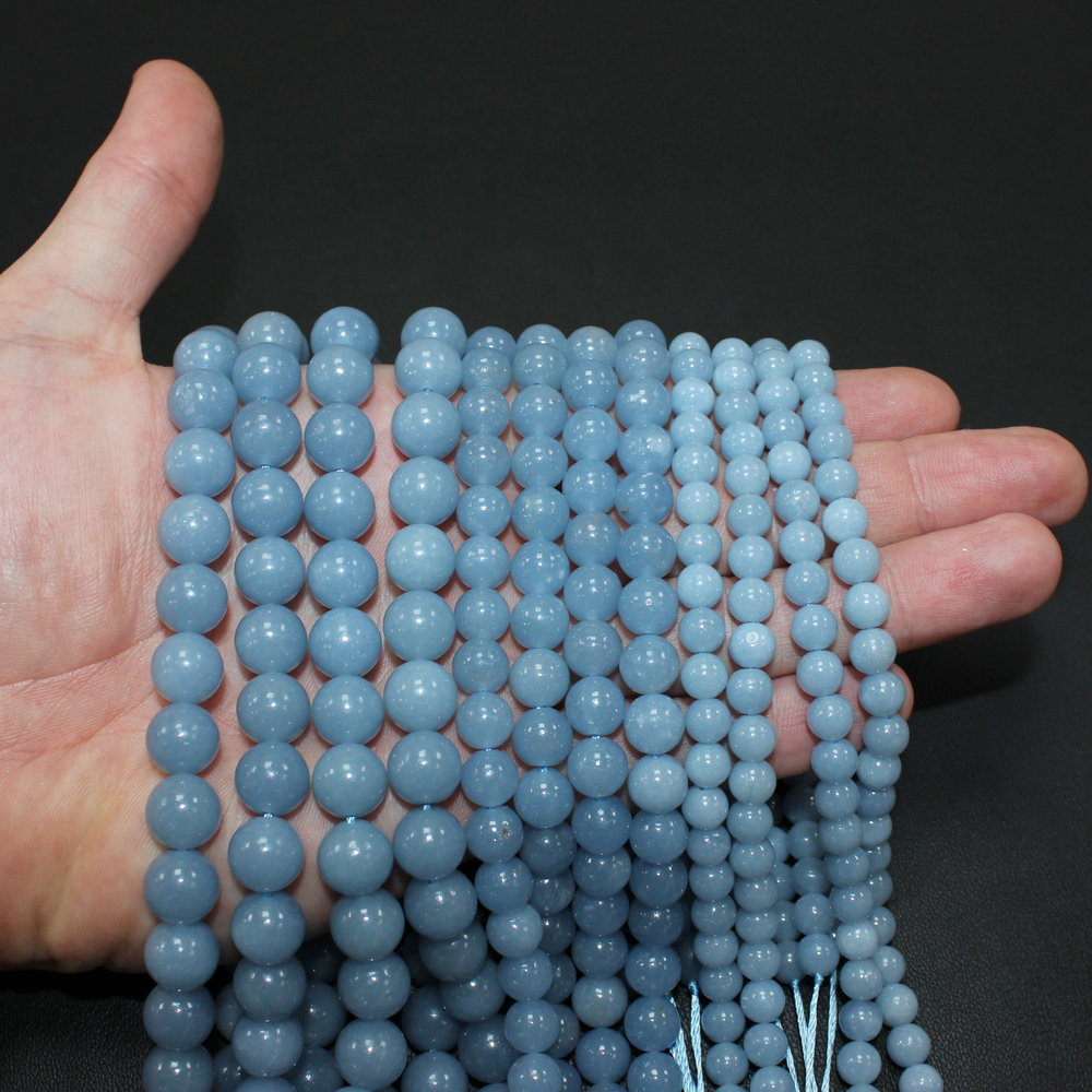 Ангелит синий АА бусины 10мм 8мм 6мм
