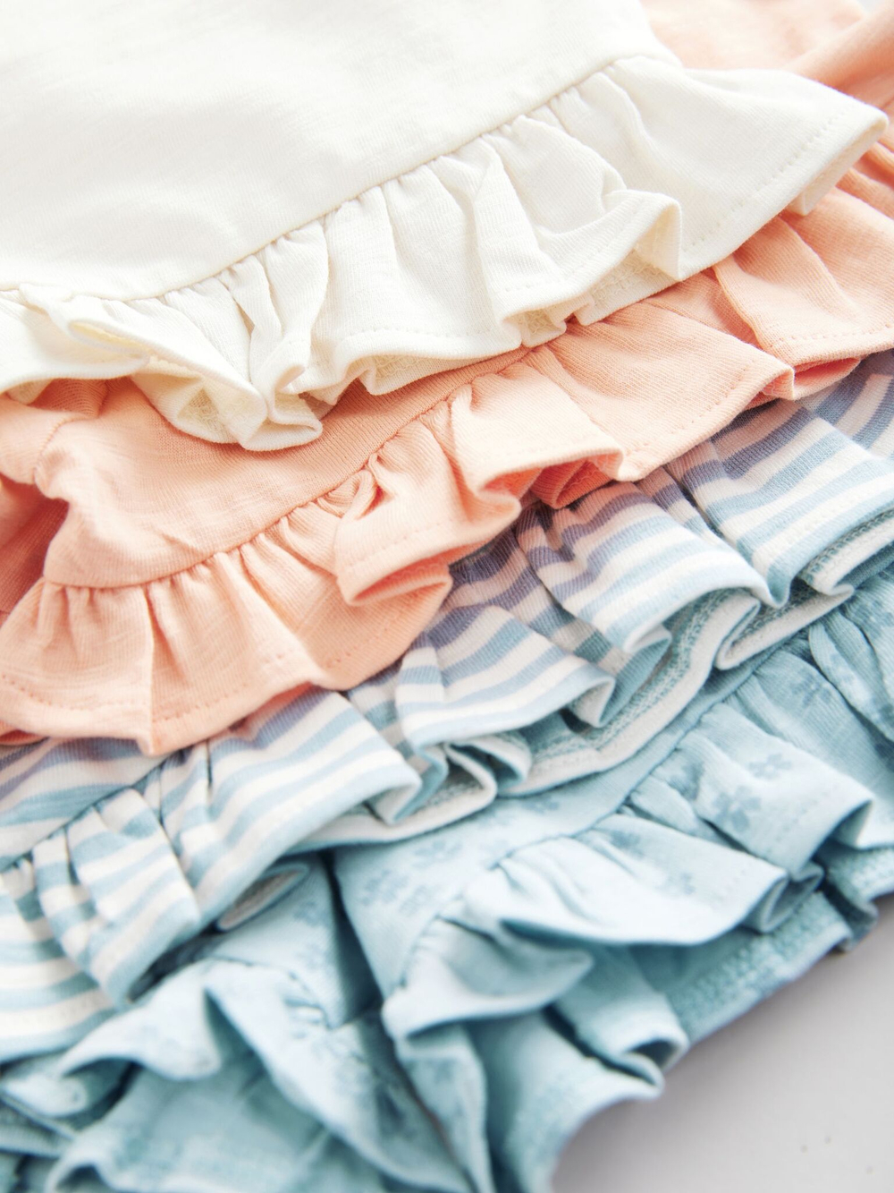 Шорты хлопковые с рюшами для девочки Next E65-371, Розовый, Голубой, Белый