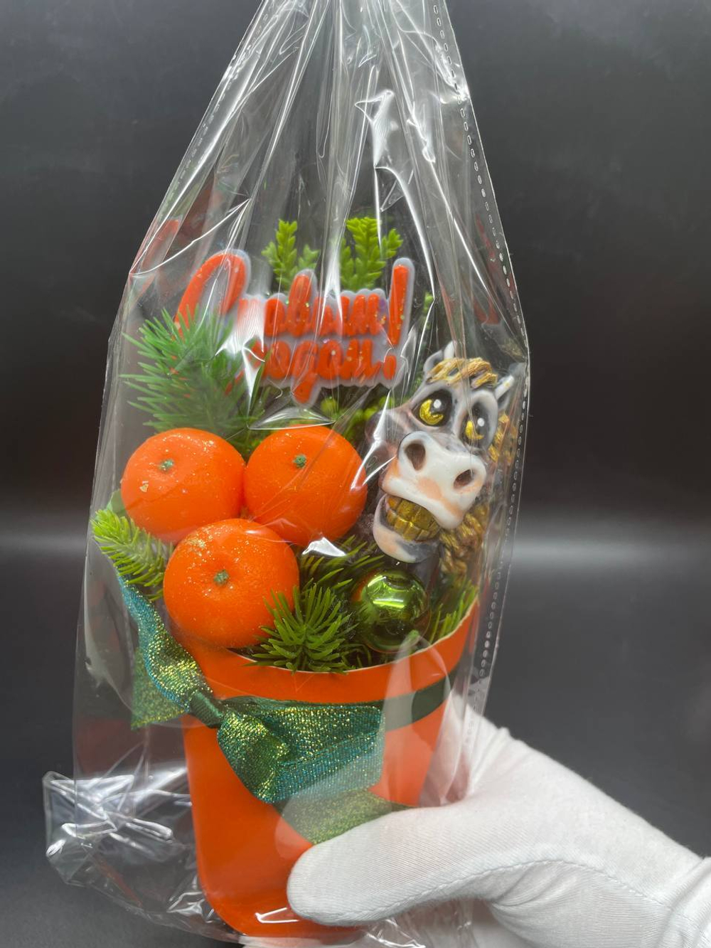 Ароматическое мыло ручной работы Конь и мандарины "С Новым Годом"