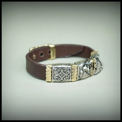 Браслет кожаный "Русь" для женщин , для мужчин