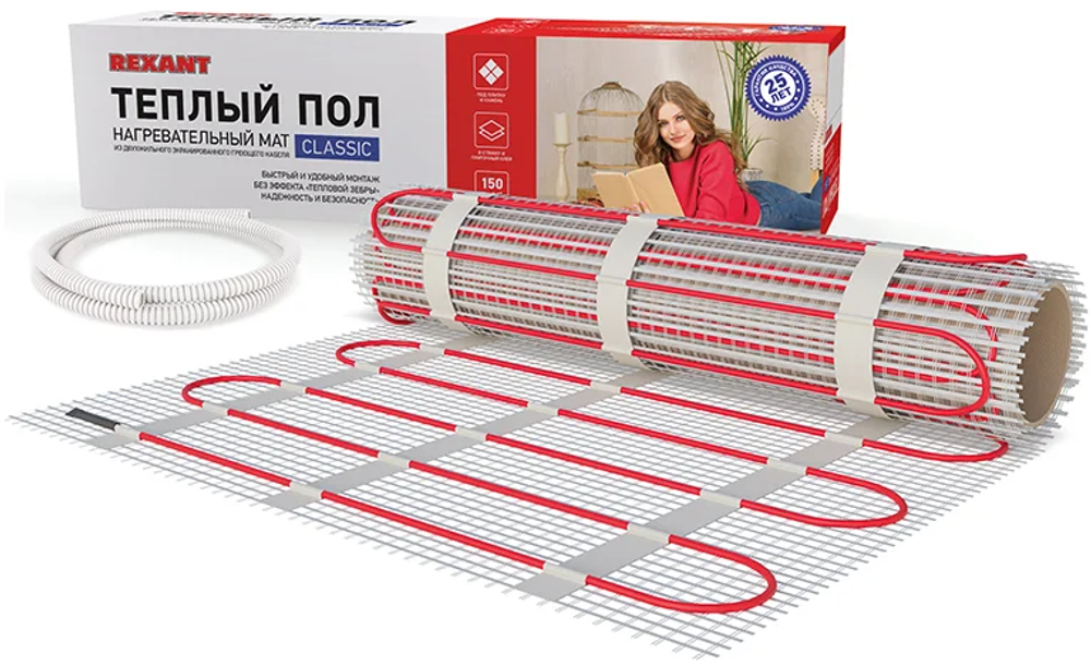 Теплый пол (нагревательный мат) Рексант Классик (0,5х3,0м) 225Вт двужильный с экраном 51-0503-2