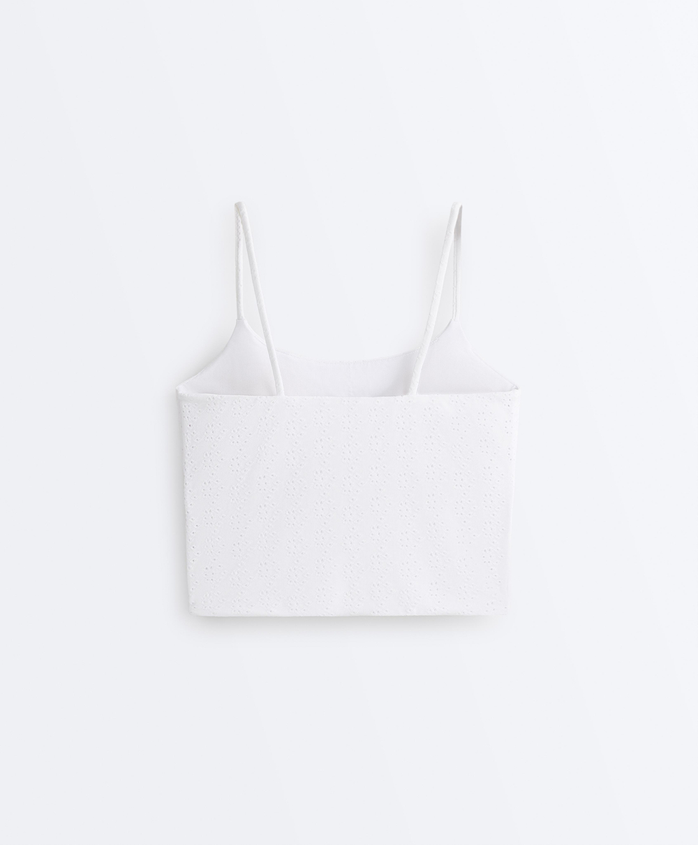 Oysho Топ Comfortlux с вышивкой, белый