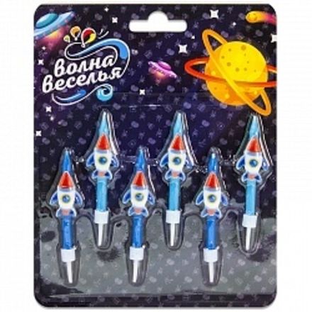 Свечи-пики "Ракета в космосе" 6 см