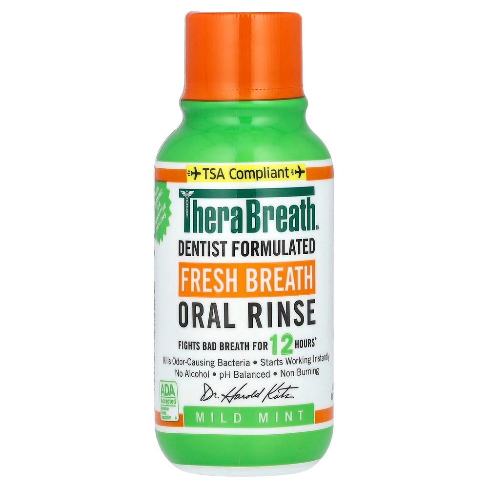 TheraBreath, Ополаскиватель для рта Fresh Breath, мягкий вкус мяты, 3 жидких унции (88,7 мл)