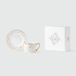 Чайная пара Farforite «Фольклор серый» 250 мл в подарочной коробке