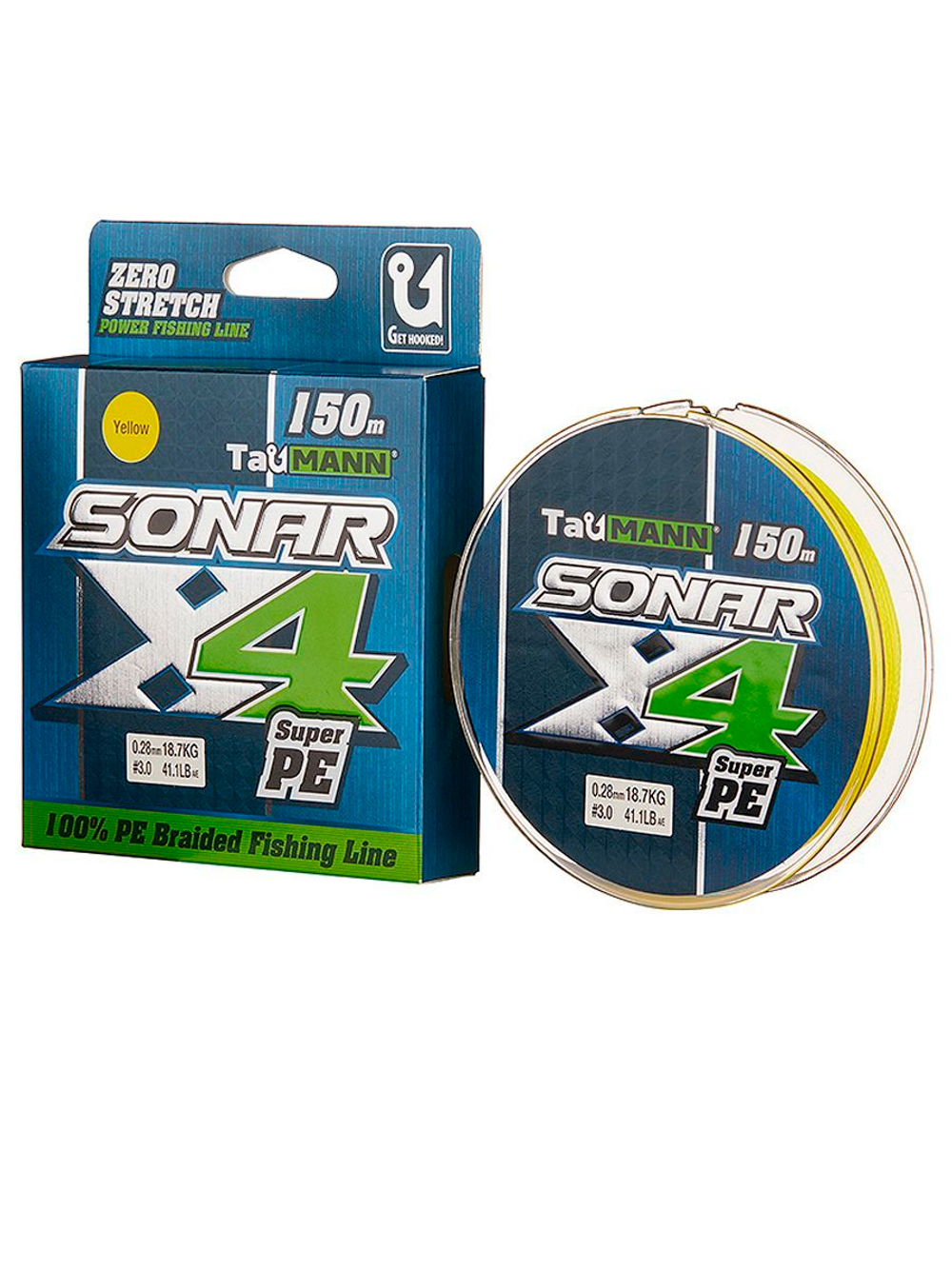 Плетеный шнур для рыбалки TauMANN Sonar PE X4 150m #1.2 (0.18mm) Yellow