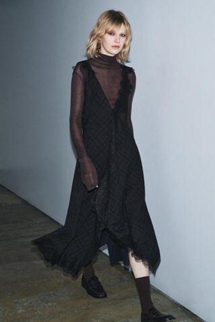 ZARA ПЛАТЬЕ С КОМБИНИРОВАННЫМ КРУЖЕВОМ — ZW COLLECTION LIMITED EDITION, МОРСКОЙ СИНИЙ