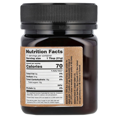 Egmont Honey, Разноцветный мед манука, необработанный и непастеризованный, MGO 100+, 250 г (8,82 унции)