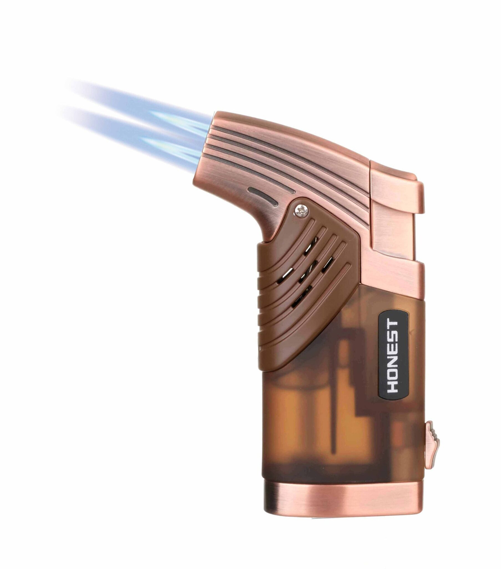 Зажигалка сигарная Honest, двойное пламя, с пробойником, бронза 776-Bronze