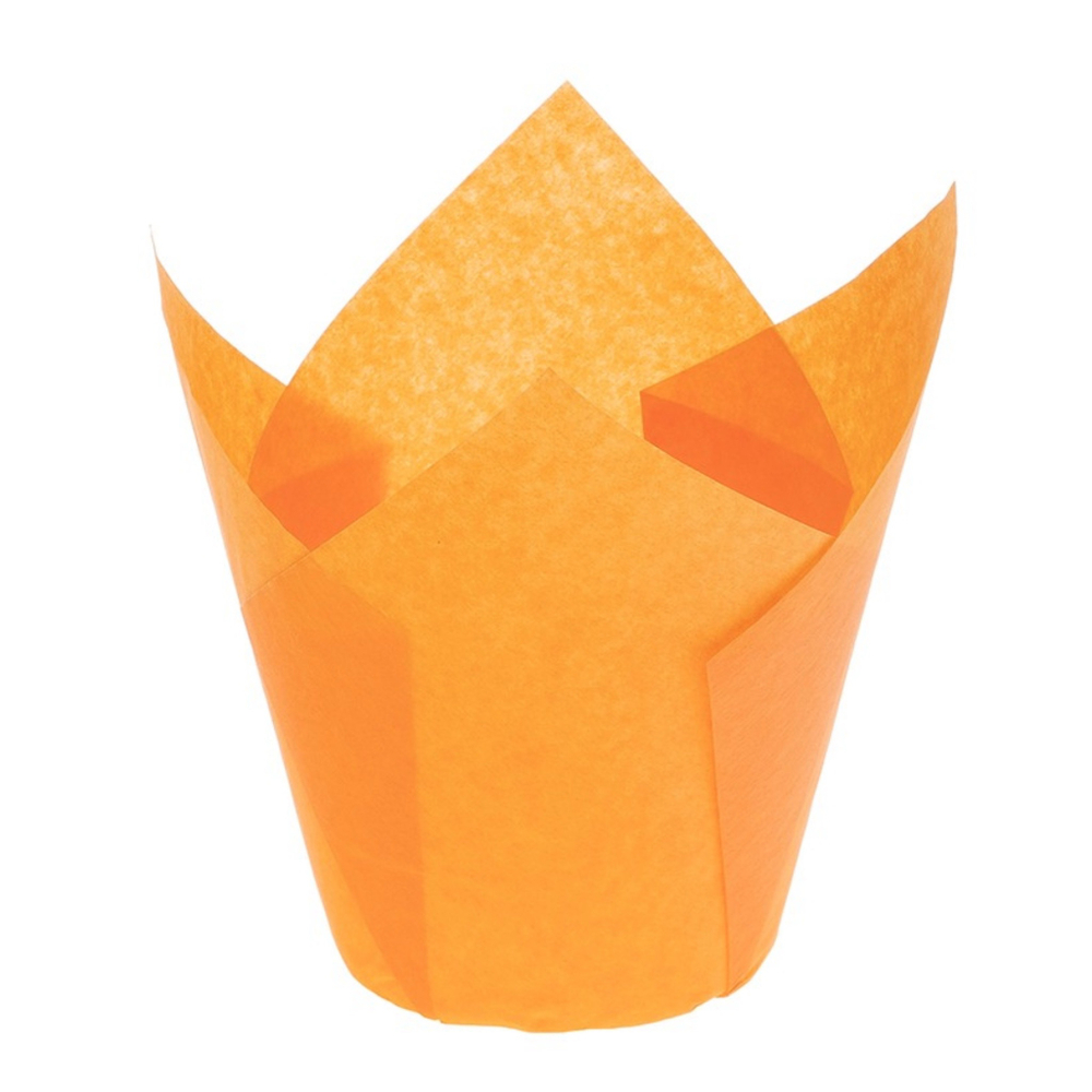 Капсулы-тюльпаны для капкейков 90х50 мм Оранжевые ( Orange ) 10 шт