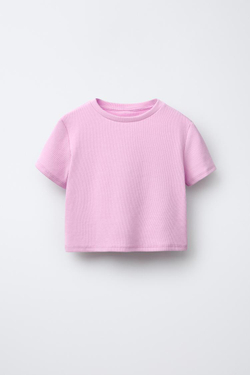 ZARA РУБАШКА OXFORD В ПОЛОСКУ С ФУТБОЛКОЙ В РУБЧИК, РОЗОВЫЙ