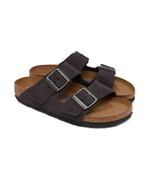 Кожаные шлепанцы arizona vl sfb velvet gray Birkenstock - коричневый(552323)