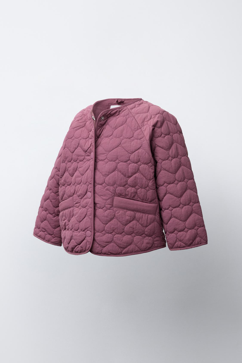 ZARA СТЕГАНАЯ КУРТКА, ТЕМНО-РОЗОВЫЙ