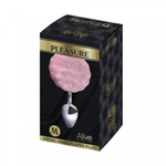 Металлическая анальная пробка с розовым хвостиком Fluffly от Alive (8*3,5 см.)