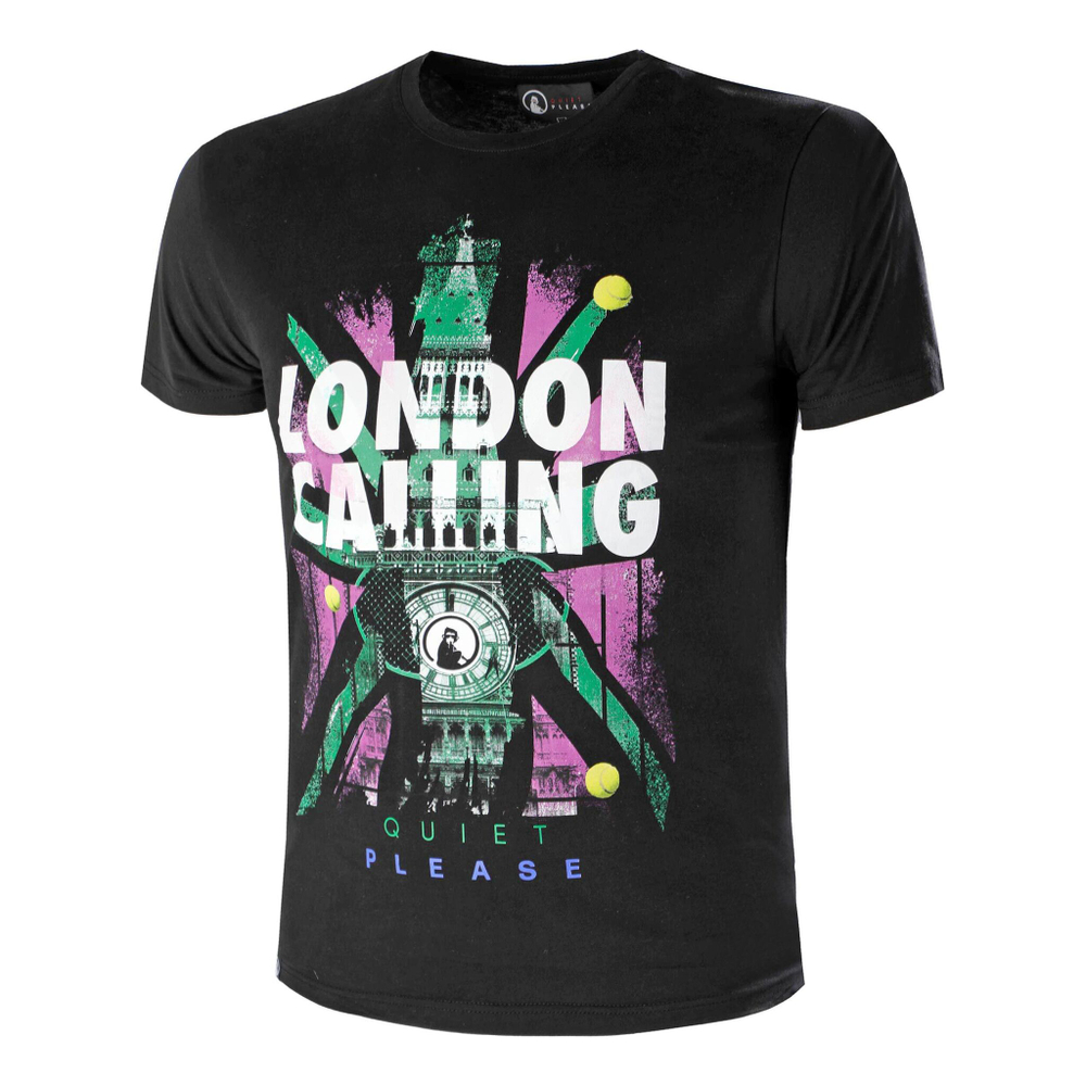 Мужское теннисное поло Quiet Please London Calling T-Shirt Men - Black, Multicoloured