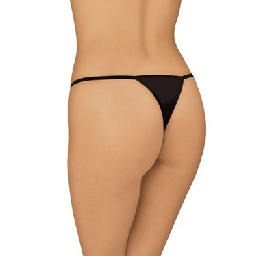 Чёрные трусики-стринг с декоративной шнуровкой (Размер: S-M-L) (Цвет: черный)