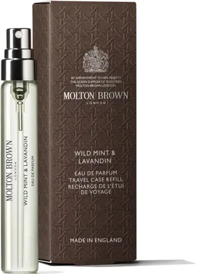 Уникальная ароматическая композиция Wild Mint & Lavandin Eau de Parfum Travel Case Refill от Molton Brown с освежающими нотами ментола и лаванды, объем 30 мл.