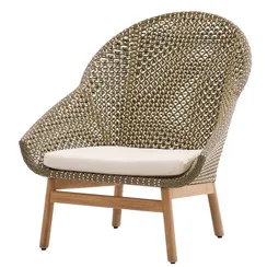 Кресло Olbia с высокой спинкой из искусственного ротанга и массива тика