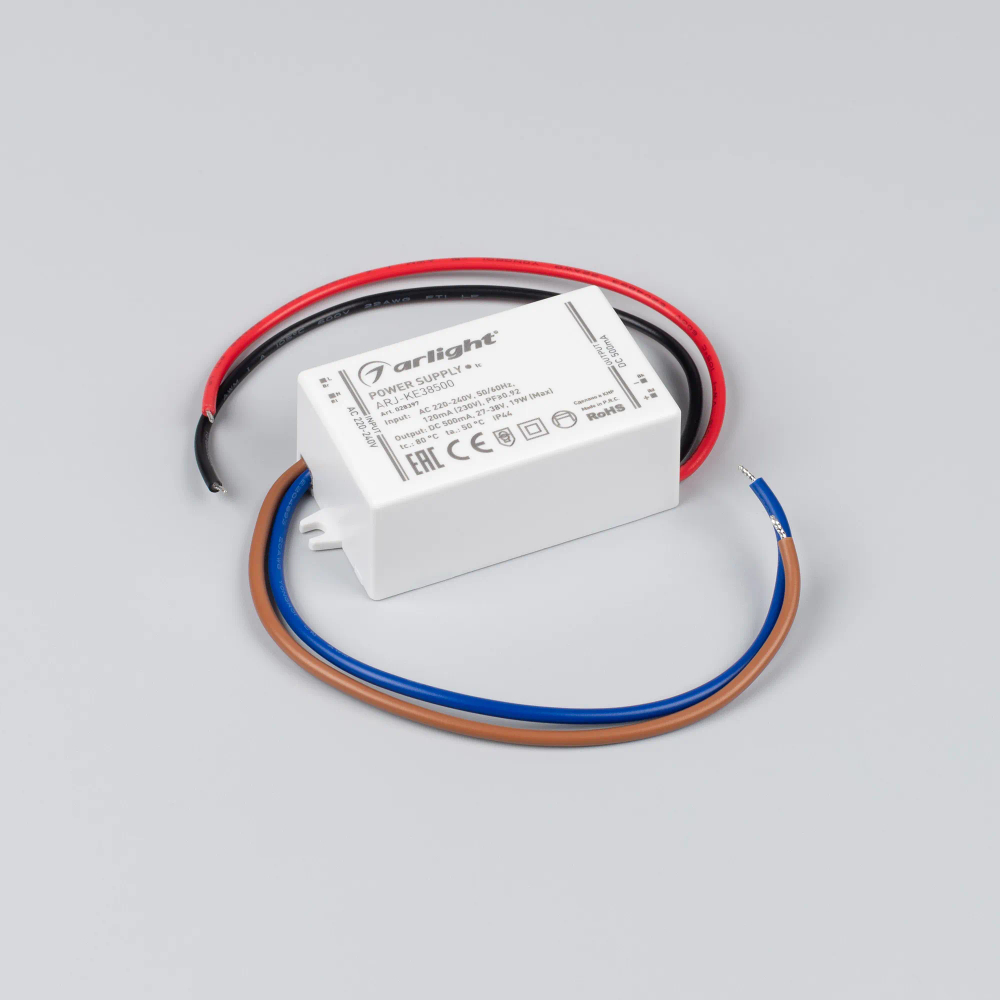 Блок питания ARJ-KE38500 (19W, 500mA, PFC) (Arlight, IP44 Пластик, 5 лет) 028397