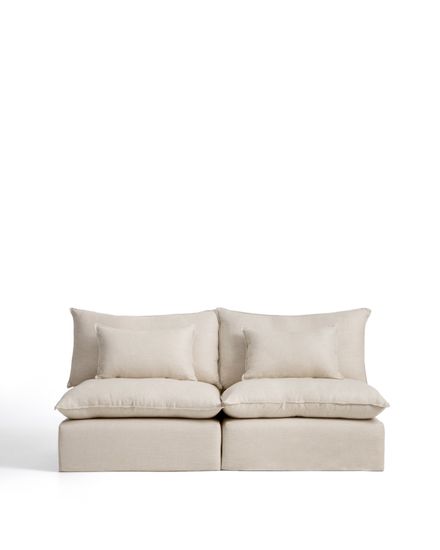 Модульный трехместный диван Anarela из бежевого льна и вискозы со съемным чехлом, 220 см