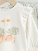 Лонгслив и легинсы в комплекте для малышей Next E66-472, Светло-зеленый, Молочный