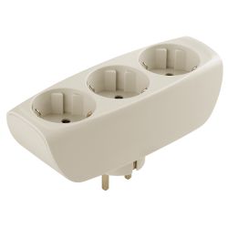 Разветвитель электрический ЭРА SP-3e-I на 3 розетки c заземлением со шторками 16А слоновая кость | Тройники