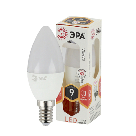 Лампочка светодиодная ЭРА STD LED B35-9W-827-E14 E14 / Е14 9Вт свеча теплый белый свет