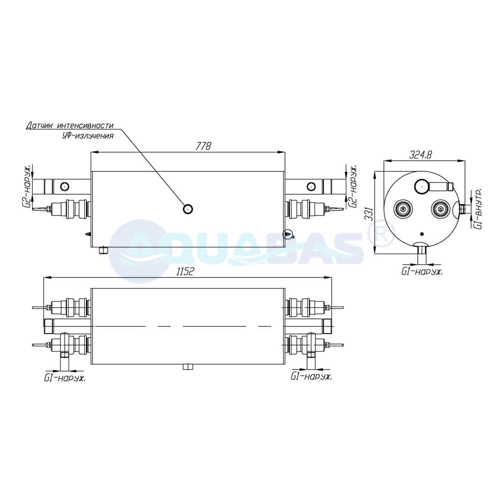 УФУ.20.БП Излучатель ультрафиолетовый УФУ-50 с датчиком УФ и блоком промывки
