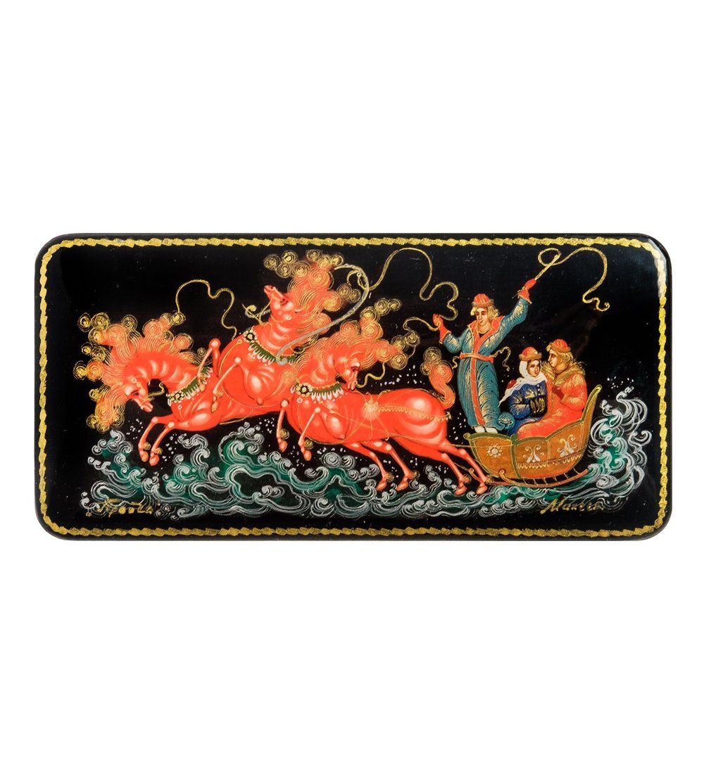 Народные промыслы ШК-19/ 2-C Шкатулка в технике декупаж «Тройка» (14х6,5х4)