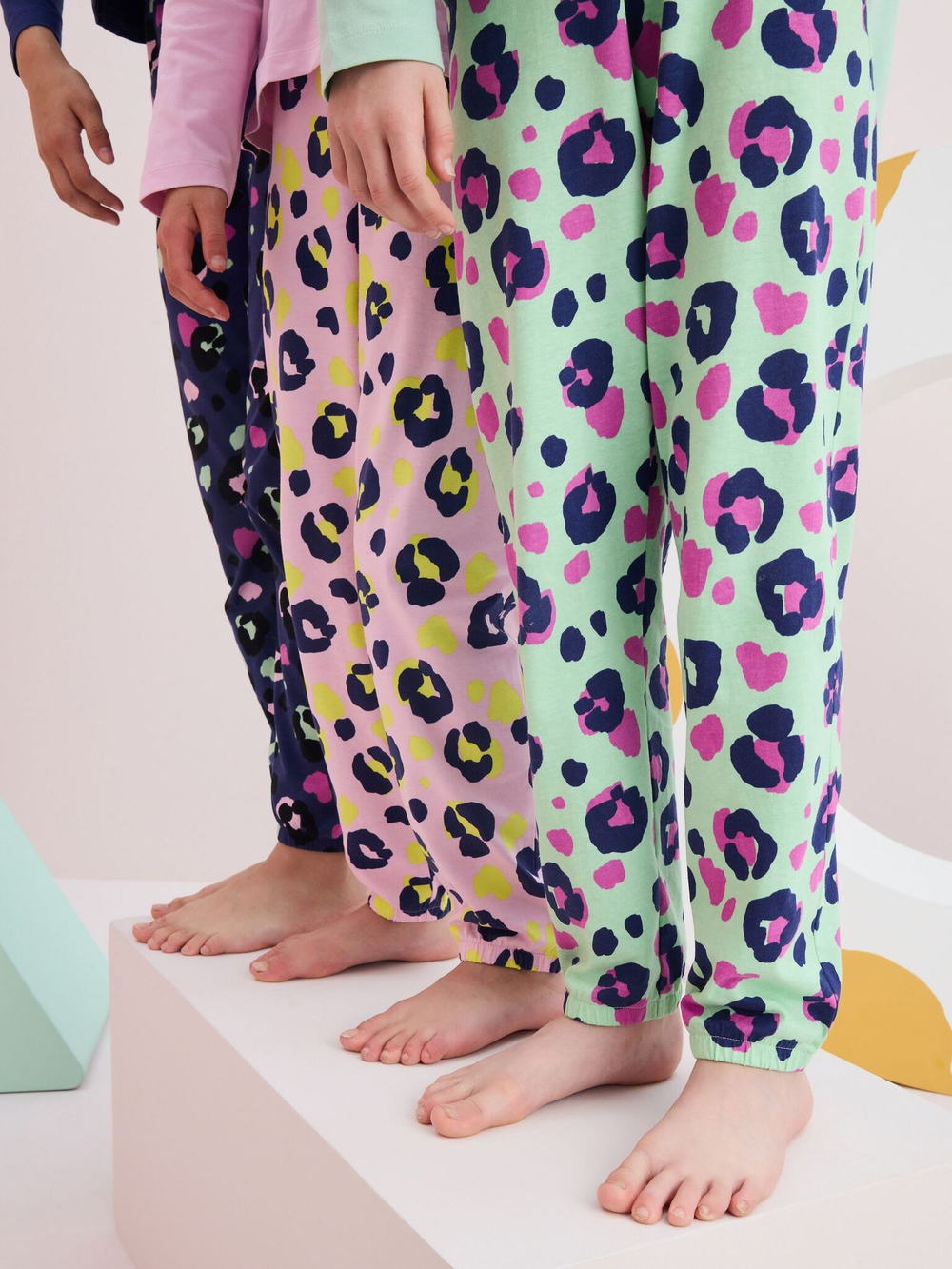 Пижама для девочки Next Q96-921, 3 шт., Розовый, Мятный, Темно-синий