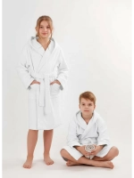 Халат детский махровый "Элит" с капюшоном, цвет: 024-Белый