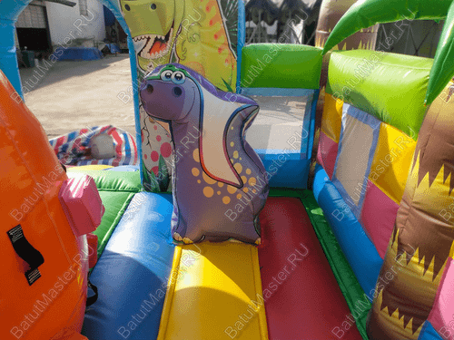 Надувной батут для бизнеса "Хамелеон и динозавры", 8*5*4,5 м