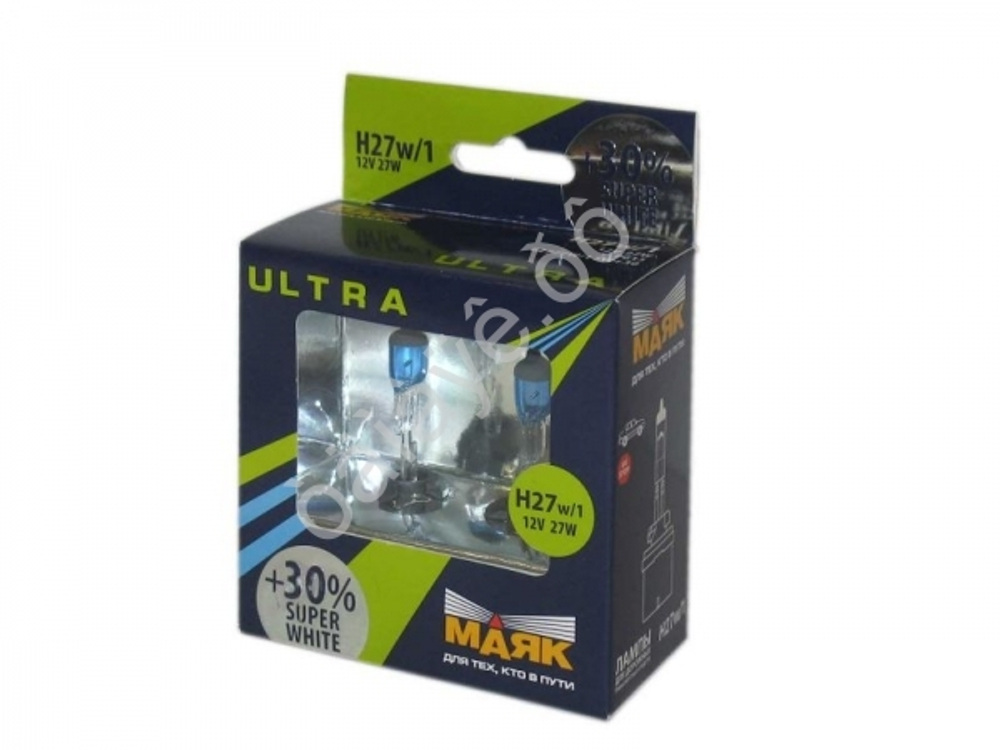 Автолампа H27W1 12V  Маяк  +30% Super White PG13 (к-т) 82727W\1SW+30
