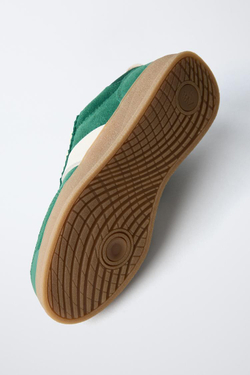 ZARA КОЖАНЫЕ КЕДЫ С ДЕТАЛЯМИ, ЗЕЛЕНЫЙ