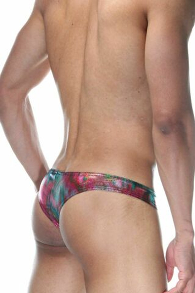 Сексуальные трусы-бразилиана из ткани с блеском (Размер: L) (Цвет: разноцветный)