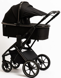 Детская коляска Peppy Tecla 3 в 1 с автокреслом First black Shadow Black Chrome Edition (Черный)