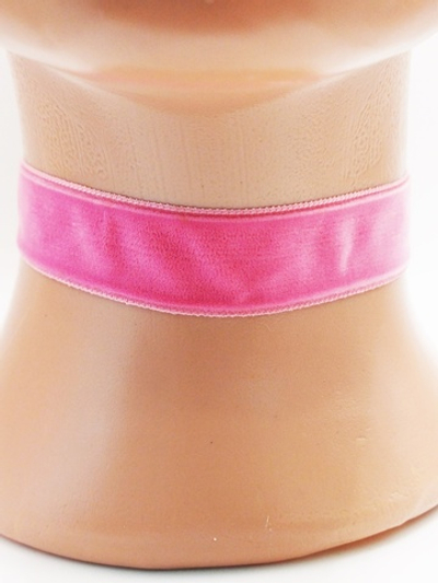 Розовый бархатный чокер без подвески 2 см.