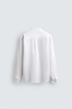 ZARА РУБАШКА RELAXED FIT ИЗ ЛЬНА И ХЛОПКА, БЕЛЫЙ