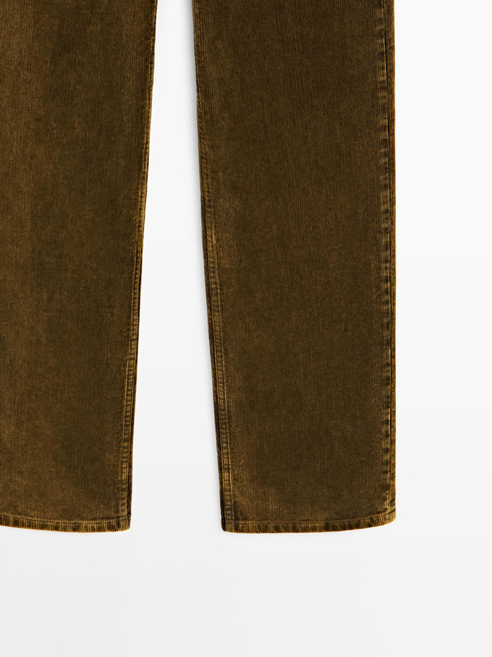 Massimo Dutti Брюки прямого кроя из вельвета, окрашенного сернистым красителем, горчично-желтый