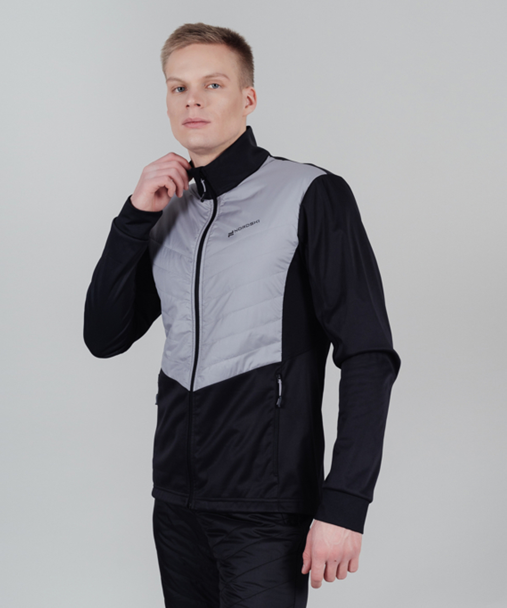 Куртка разминочная NORDSKI HYBRID Black/Grey, мужская, NSM855201