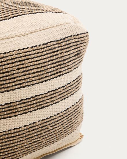 Aylin Пуфик из хлопка с джутовой вышивкой бежевый 60 x 60 см