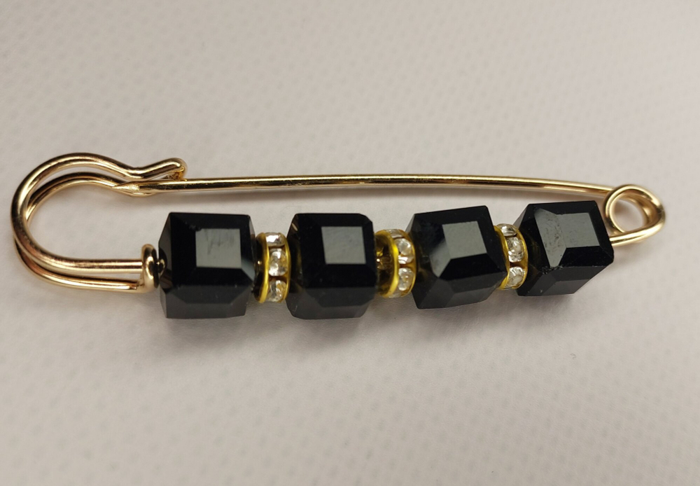 Булавка брошь "Агатовые камешки" для кардигана, пальто, платков, костюмов, шарфа, одежды .Цвет чёрный.