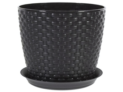 Кашпо Ротанг 4,7л d210мм с поддоном, коричневый ротанг