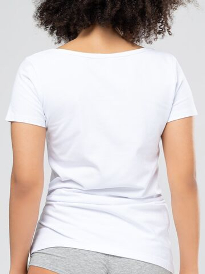 Футболка свободного кроя с красивым круглым вырезом (Размер: M) (Цвет: белый)